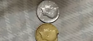 Error 1974Large Clip Kennedy Half Dollar Mint Error Gold Toned - Picture 1 of 3