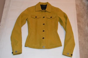 Burberry Prorsum Mustard Yellow Suede Leather Button Up Jacket Coat Small / UK8 - Picture 1 of 12