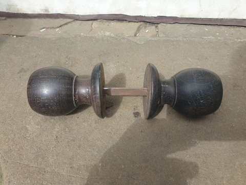 One pair of old/vintage wood Ebony? door handles With 2  backplates Cover