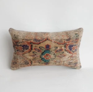 12x20 Handmade Ethnic Rug Pillow Cover , Anatolian Carpet Pillow , Boho Pillow - Picture 1 of 9