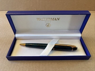 Bolígrafo Waterman Phileas mármol mármol verde mármol con borde dorado tinta negra #BB Foto 1 de 4