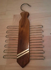 Mint Vintage Tie Hanger Holder Rack Wooden Metal Made in West W Germany Euc  - Picture 1 of 3