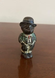 Vintage Cast Iron Man Figure w/ Hat – Early 1900s Painted Folk Character - Picture 1 of 5