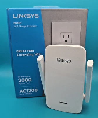 Extensor de alcance WiFi Linksys AC1200 RE6400 - Doble banda, 2000 cuadrados Pies, con caja Foto 1 de 4