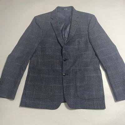Blazer deportivo corto Murano para hombre calce ajustado azul a cuadros talla M real 38 Foto 1 de 4