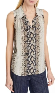 Blusa Joie Branka Porcelana Pitón Estampado Serpiente Sin Mangas Mediana Ligera - Imagen 1 de 10