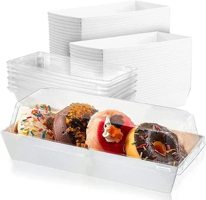 50 Pack White Sandwich Boxes with Clear Lids, Suitable for Bakery Treats, Can... - Picture 1 of 12