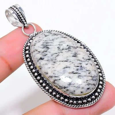 Pendente In Argento Sterling 925 Fatto A Mano In Gemma Blu Azurite 2.40" - Immagine 1 di 4