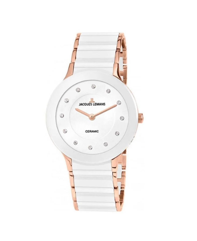 JACQUES LEMANS Relógio Feminino Analógico Quartzo Casual Vestido Clássico Mostrador Branco Waterpr - Imagem 1 de 4