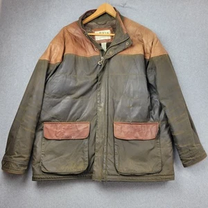 Orvis Mens Waxed Leather Jacket Sz Large Chore Barn Fur Lined Rancher Shooting - Picture 1 of 20