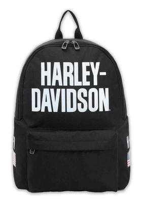 Mochila duradera Harley-Davidson resistente con gráfico de bandera americana, negra Foto 1 de 4
