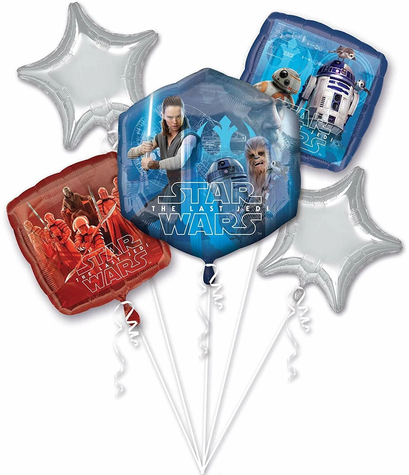 Ramo de globos de aluminio Anagrama Guerra de las Galaxias The Last Jedi 5 globos Foto 1 de 1
