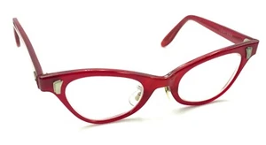 American Optical UZ Vintage Red Cat Eye Eyeglasses Frames 135 USA Designer Women - Picture 1 of 12
