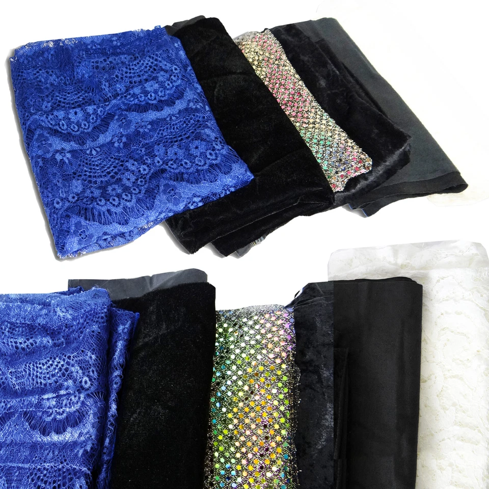 Lote de 6 Piezas Grandes Hobby Tela Patios Encaje Micro Gamuza Restos Artesanía Costura Foto 1 de 4