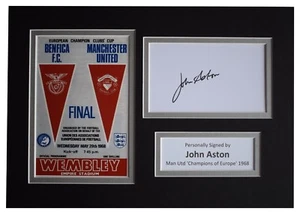 John Aston Signed Autograph A4 photo display Manchester Utd European Cup 1968 - Picture 1 of 6