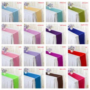 30x275cm Satin Table Runners Cloth Tablecloths Wedding Party Banquet Decors New - Picture 1 of 30