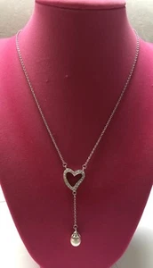 Sterling Silber Herz und Perle Lariat Halskette mit Verlängerung - Bild 1 von 4
