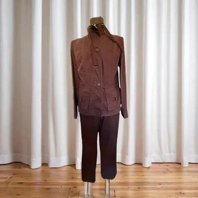 Completo donna giacca, pantaloni 2 pezzi, tailleur sportivo cotone stile safari - Immagine 1 di 4