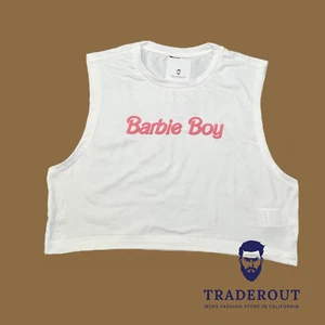 H.E.Arts 3D Puff Barbie boy custom print men white crop sleevelss tank top S M L - Picture 1 of 8