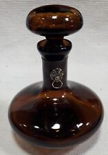 VINTAGE DARK BROWN GLASS DECANTER WITH STOPPER