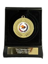 Horse Racing Award 50mm Gold Contour Medal in Box (D) Engraved Free