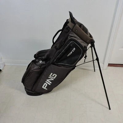 Ping Hoofer 154 5 Way Divider Golf Stand Bag Gray Brown Dual Strap System - Image 1 of 4