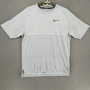Nike Shirt Mens Medium Grey Dri Fit Running Short Sleeve Gym Walking Logo - Picture 1 of 18