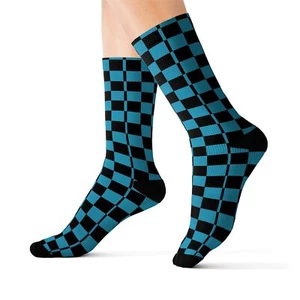 Charisma Girls Checker Board T Blue version 2 Sublimation Socks - Picture 1 of 13