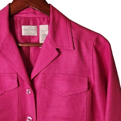 Emma James Petite Jacket Womens Size 4P 4 Hot Pink Twill Barbiecore - Image 1 of 4