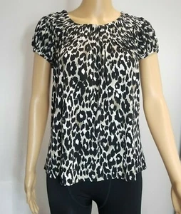 Style & Co. women's top petite small leopard tunic black brown pre-owned - Picture 1 of 7