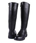  Mens Military Knee High Riding Boots Faux Leather Zip Casual Shoes