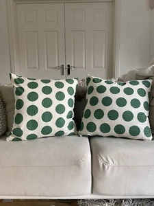 Ikea, Green/White Circle, cushion Large with inners X2 - Picture 1 of 4