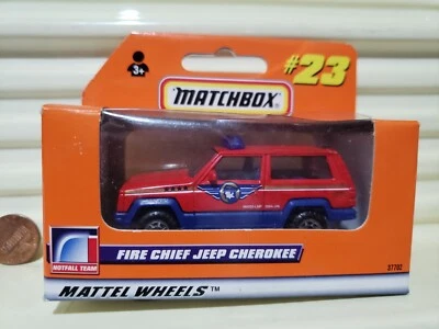 Matchbox 1998 #23 Red FIRE CHIEF JEEP CHEROKEE *GERMAN Issue +GERMAN Box NuinBox - Image 1 of 4