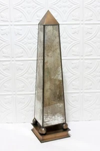 Obelisco Oro Estampado Vidrio y Base Metal Hollywood Regency 20" Alto De Colección - Imagen 1 de 5