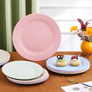 8Pcs 25cm Colored Melamine Dinner Serving Plate Round Durable Wedding Party - Picture 1 of 7