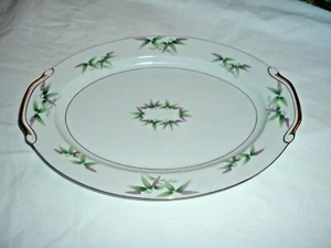 Harmony House China Mandarin Oval Serving Platter Gold Trim Bamboo 14 x 10 - Picture 1 of 4