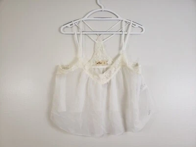 (M5) Y2K HOLLISTER MUJER JUNIORS TOP TALLA L ENCAJE CROP PURA PLAYA RELAJADA Foto 1 de 4