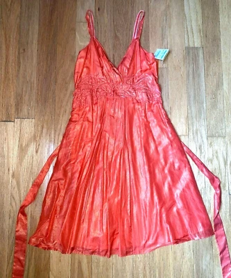 Vestido Vivienne Tam Y2K Vintage Talla 0 Naranja Mandarina Brillo Autoatado $366 Nuevo Foto 1 de 4