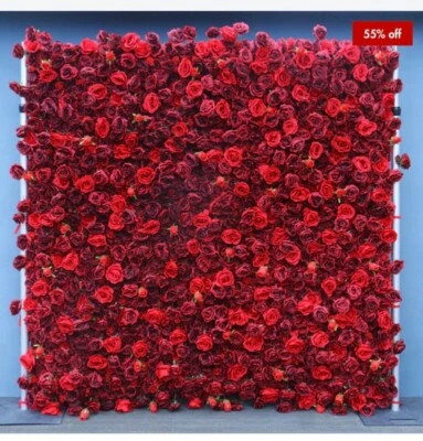 flower wall (red burgundy rose roll up cloth) - Image 1 of 2