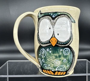 Rare Rachel Vitko Owl Mug Signed Art Pottery 2014 Whimsical 16 oz EUC - Picture 1 of 12