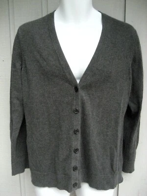 Cárdigan Suéter Para Mujer Van Heusen Gris Talla L (Probar Med) Busto 42" Algodón EC Foto 1 de 4