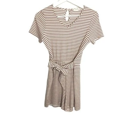 Mameluco Walking On Sunshine malva crema a rayas pajarita cintura para mujer S Foto 1 de 4