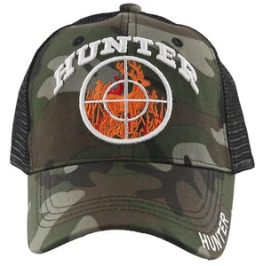 NEW! HUNTING DEER IN SCOPE OUTDOOR SPORTS BACK MESH BALL CAP HAT GREEN CAMO - Picture 1 of 4