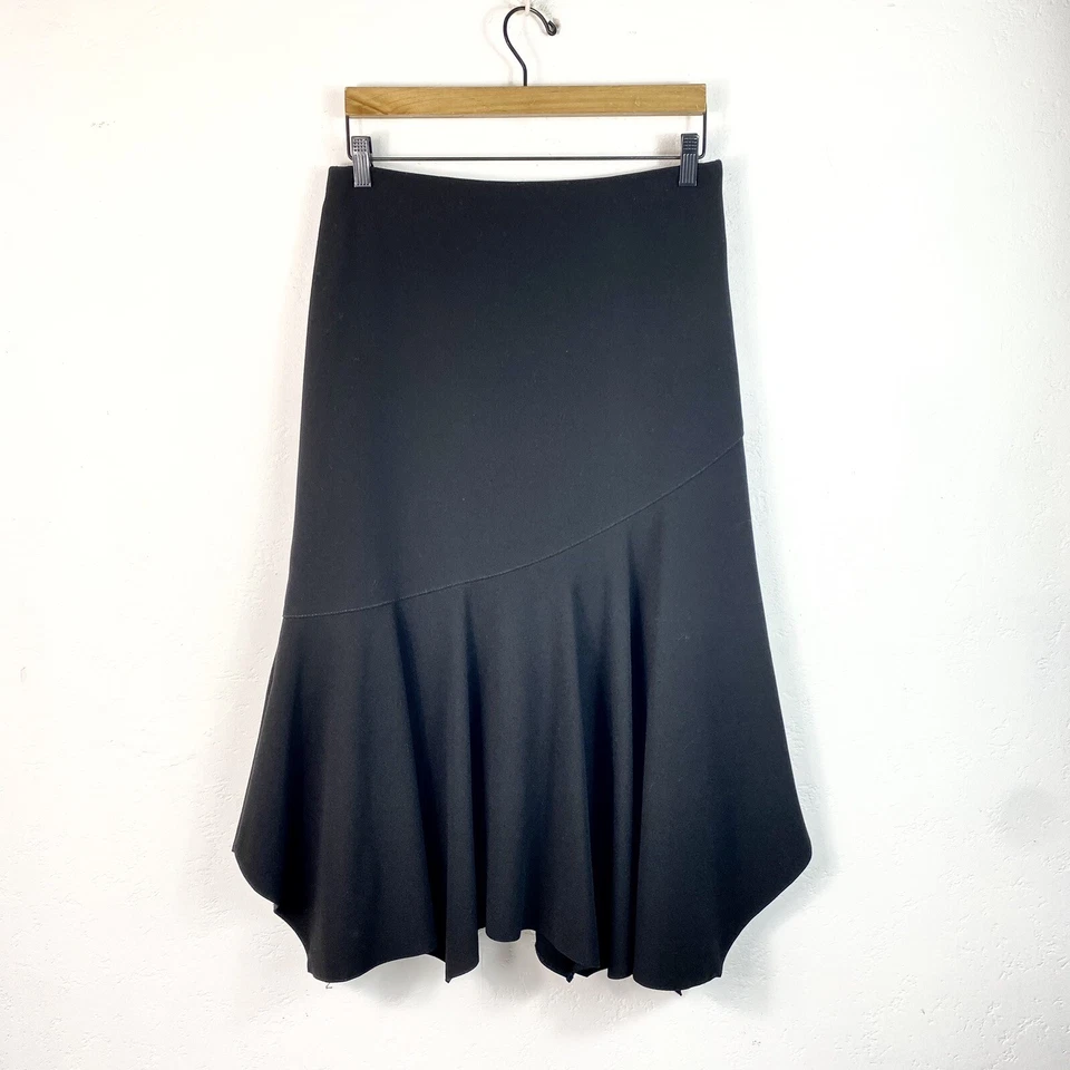 Vintage Y2K 00s Black Midi Handkerchief Whimsygoth Skirt Fit UK 12 - Image 1 of 4