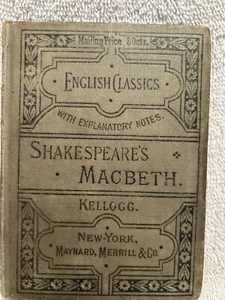 Antq Book Shakespeare’s Macbeth 1882  Pocket-Size With Explanatory Notes Kellogg - Picture 1 of 11