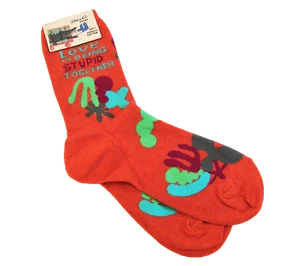 Blue Q Damen Baumwollmischung Crew-Socken Liebe ist dumm zusammen - NEU - Bild 1 von 1