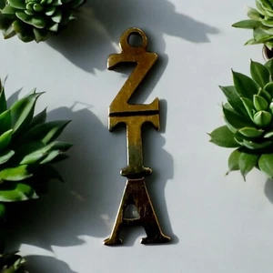 Sorority Charm Pendant Lavaliere Gold Tone .75 in Zeta Tau Alpha - Picture 1 of 4