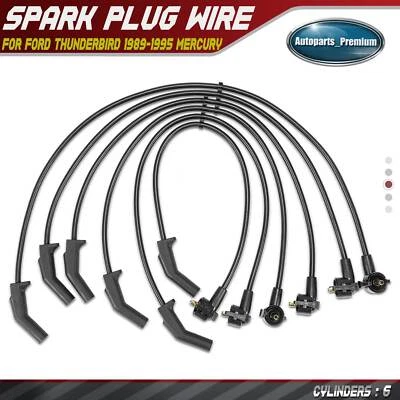 Juegos de 6 cables de bujías para Ford Thunderbird 1989-1995 Mercury Cougar V6 3,8 L Foto 1 de 4