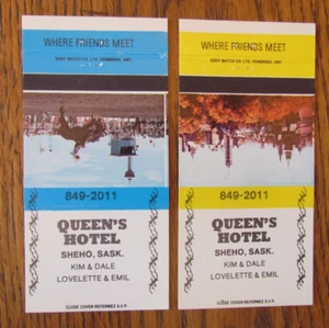HELD, SASKATCHEWAN STREICHHOLZSCHACHTELN: QUEEN'S HOTEL 1970er MATCHCOVERS -D - Bild 1 von 1
