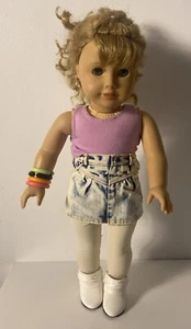 American Girl Courtney Moore 18" Girl Doll Toy Retro 1980s Jean Skirt Bangles - Picture 1 of 21